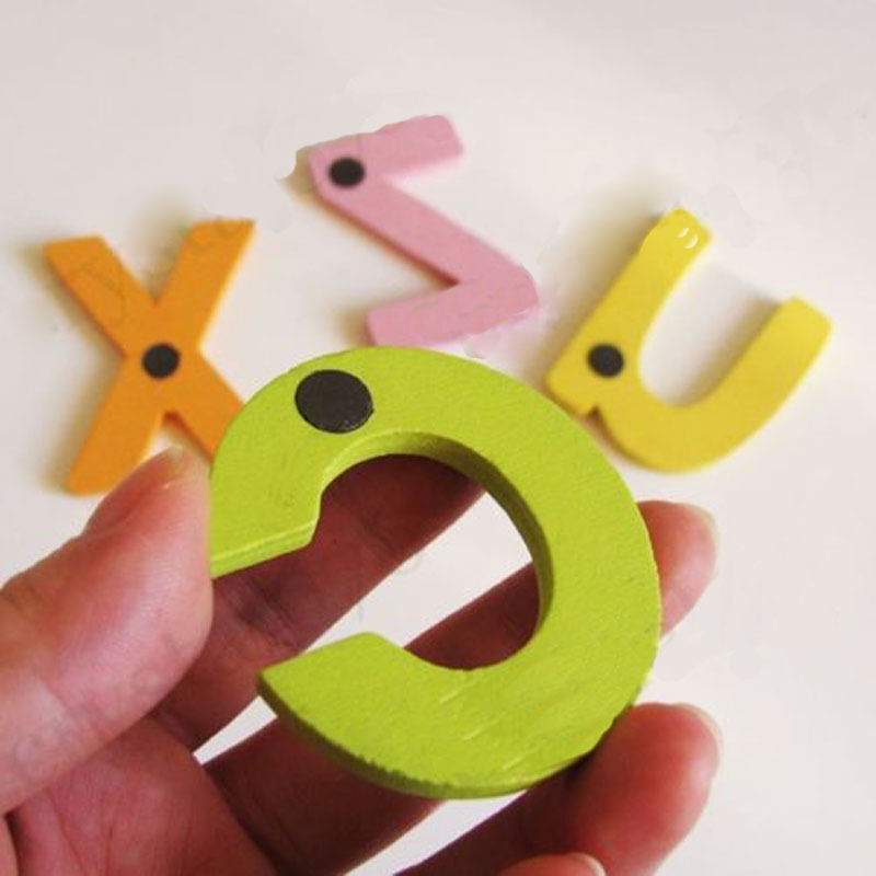 Utility 27pcs Wooden Alphabet A-Z Lowercase Letters Fridge Magnet Child  â„–[