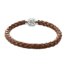 Women Men Bracelet Wristband Cord Leather Braided Crystal Ball Gift Brown