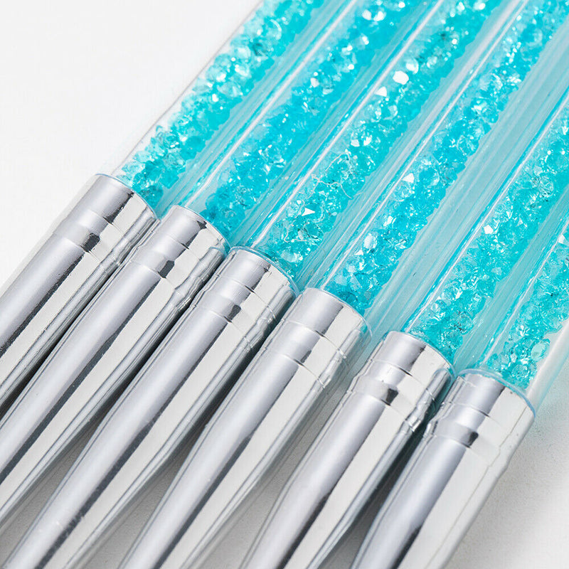 6 PC 100% Pure Kolinsky Acrylic Crimped Nail Brush 13mm/15mm/16mm/17mm/20mm/23mm
