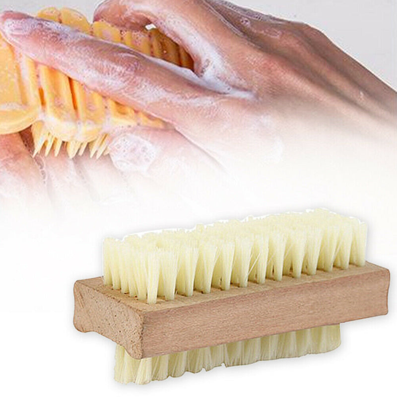 Home Bathroom Non Slip Massage Double Sided Wooden Nail Cleaning Brush Medical