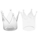 2x Crown Shape Glass Candle Holder Tealight Candlestick Tabletop Flower Vase