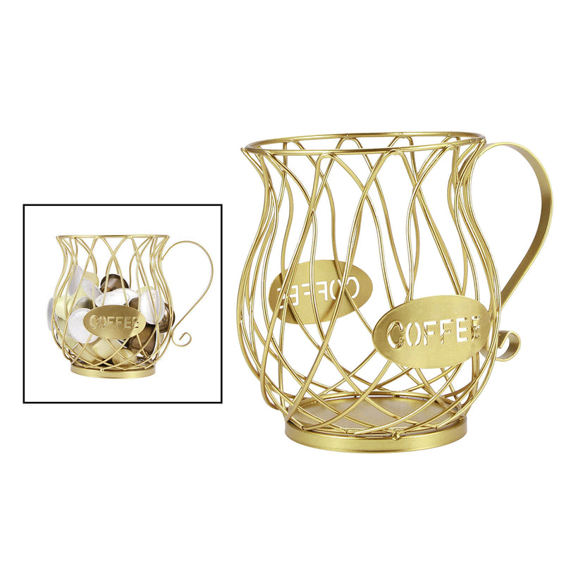 Coffee Pod Holder Mug Cup & Spoons Kit Metal Storage Basket Large Capacity