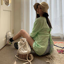Spring Korean-Version Drawstring Bag Rattan Bag Straw Bag Double Shoulder B