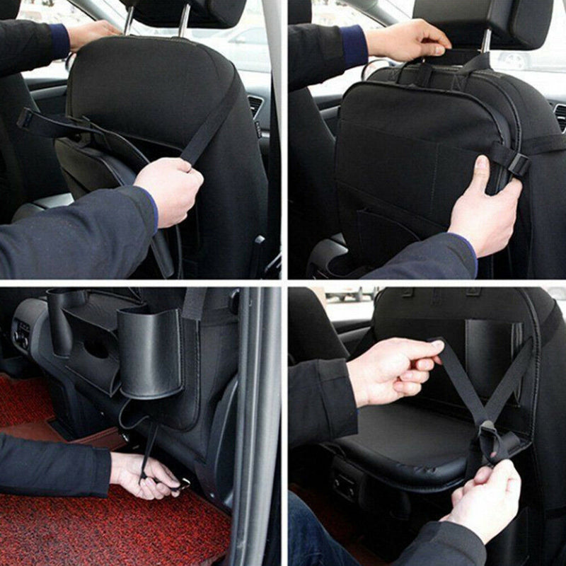 Leather car seat back travel multi-pocket folding storage bag organizer holde Kw