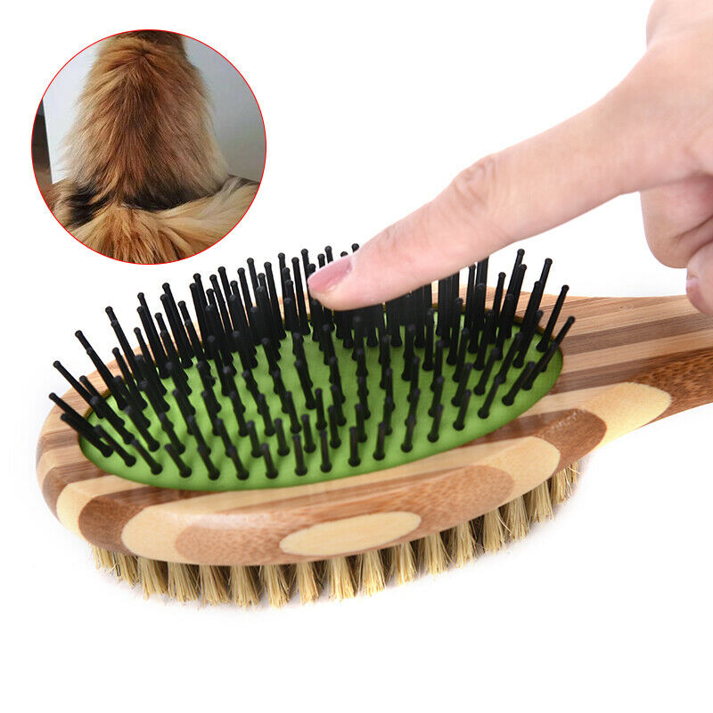 Pet Comb Professional Double Sided Pin Bristle Bamboo Brush Grooming Co&+