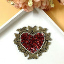 Heart Shape Beaded Sequins Embroidered Patch Applique Sew on Patch DIY Decor