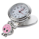 Pink Heart Quartz Movement Clip Nurse Brooch Fob Tunic Watch Smile Face