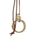 Fashion Long Brown Leather Rope Chain Women Double Circle Pendant Necklace