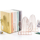2PCS/Pair Creative Cactus Shaped Metal Bookends Book Support Stand Desk Org F6M1