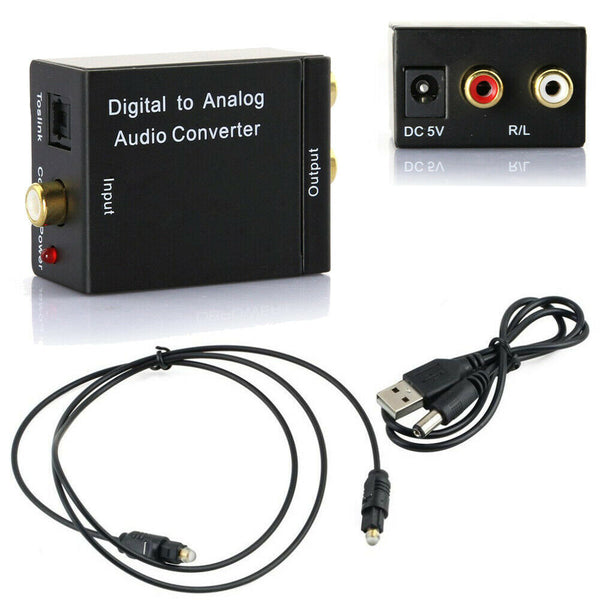 Digital Optical Coaxial Toslink to Analog RCA L/R Audio Converter Adapter Cables