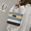 Fashion Striped Shoulder Handbags Women Canvas Large Shopping Totes (Grey)