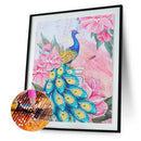 Peacock Pink Flower Irregular Rhinestone Picture DIY Set 30x40cm (PA041)