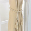 2pcs Cotton Hemp Knitted Curtains Tied Rope Braided Curtains Buckle Strap