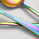 Rainbow Soup Spoons, Stainless Steel Round Spoons, Set of 6 (Soup Spoon) Y8S9