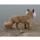 Artificial Animal Fox Fur Realistic Imitation Taxidermy Garden Decor Brown