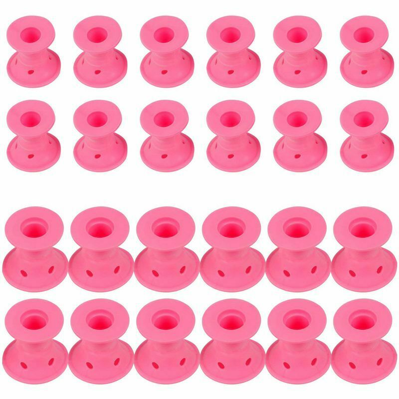 Hair Rollers X 24- Effortless - Heat Free - Hair Styling - Pink Silicone -