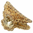 Brown Leopard Print Spring Loaded Plastic Teeth Hair Clip Claw Clamp A7Q9