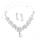 Rhinestone Wedding Bridal Jewelry Set Necklace Chain Ear Piercing Earrings
