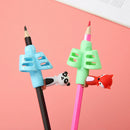 Kids Writing Pencil Holder Rubber Children Pen Aid Grip Tools Set (Red)