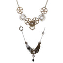2Pcs Chic Steampunk Women Men Favor Multi-Gear Pendant Necklace Choker Chain