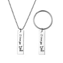 2pcs/Set Dad Child Love Alloy Pendant Necklace Keychain Jewelry Decor Gifts
