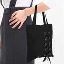 New Women's Casual Lace-up Canvas Tote Bag Female Canvas Shoulder Bags cros A3E6