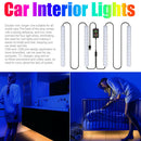 4pcs USB Port Dash LED Strip Lamp Accessory Decorative Car Interior Lights Foot