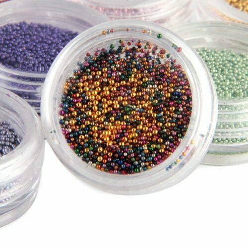 Lot of 12 Perler minibeads Caviar Nail Art Acrylic Nail Manicure F7D9