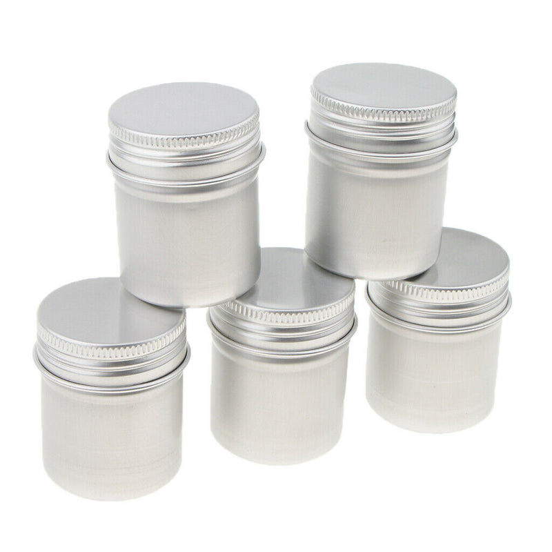 5 Pack 50ml Aluminum Metal Tins Containers with Screw Lid - Great for Spices,