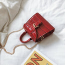 Elegant Leather Mini Shoulder Bags Women Chain Messenger Handbag (Red)