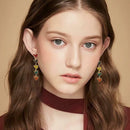 Multicolor Heart Long Dangles Earrings Crystal Ear Drop Women Jewelry Gift