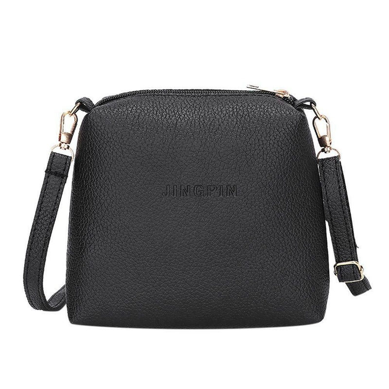 Portable Casual Women Leather Mini Sling Pure Messenger Bags (Black)