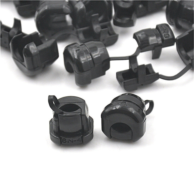 20pc 6N-4 Strain Relief Bushing SJT 18AWG T=0.5~1.6mm Nylon 66 Black N Gw