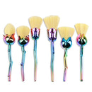 6pcs Rose Shape Yellow Makeup Brushes Foundation Powder Blush Brush Set A