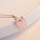 Necklace Lucky Pig Chain Choker Pendant-Rose-Pink-Crystal Women-Accessories