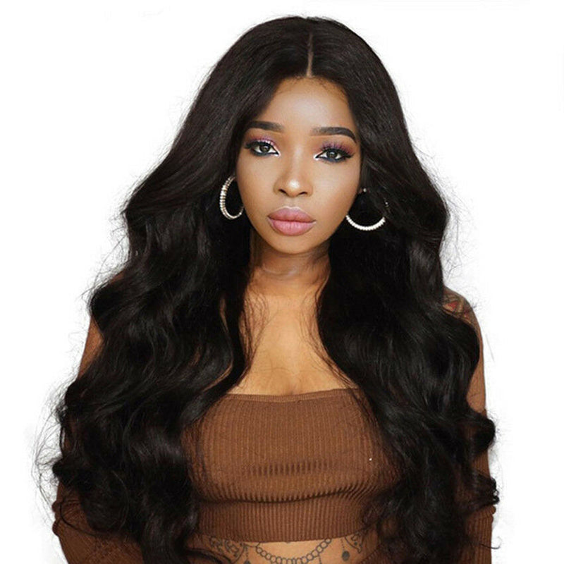 22'' Women Wavy Curly Long Hair Wig Balck Synthetic Heat Resistant Wig Full Hair