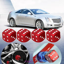 4pcs Dice Style Car Tire Wheel Tyre Caps Valve Stem Dust Covers (Red)