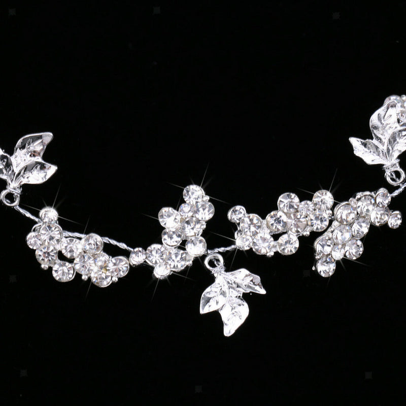 Woman Bridal Rhinestone Leaf Flower Hair Vine Woman Lady Forehead Decoration