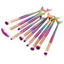 10pcs Fish Tail Foundation Powder Eyeshadow Eyeliner Makeup Brush(Colorful) A