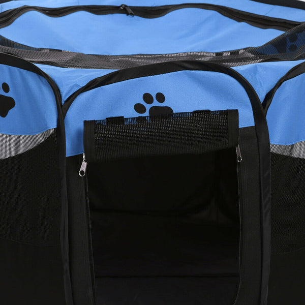 Claw Print Foldable Pet Cat Dog Tent House Guard Playpen Fence (Dark Blue) A#S