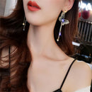 Fashion Crystal Butterfly Drop Tassel Earrings Wedding Jewelry Ear Stud Earrings