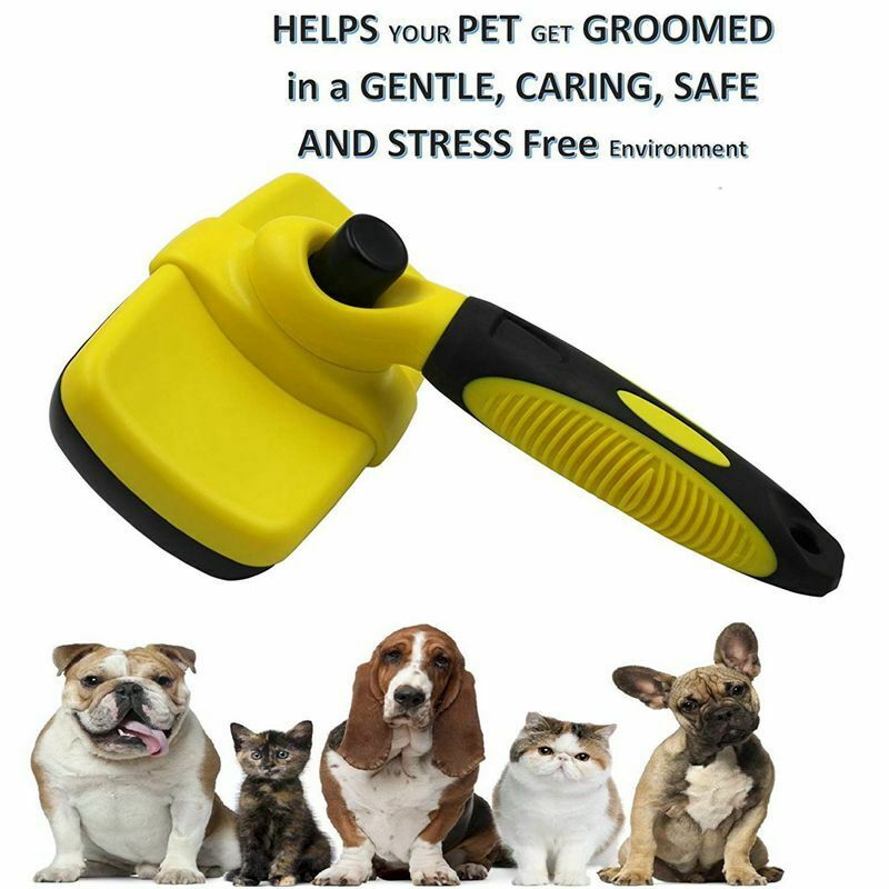 Pet Grooming Brush, Self-Cleaning Slicker Brushes, Best Shedding Tools For  A2J4