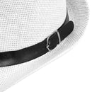 Women Men Fedora Trilby Cap grass Style Packable Travel Sun Summer Hat, Whi X5T7