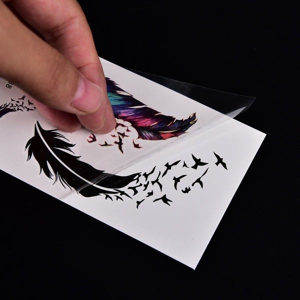 Large Feather Pattern Removable Waterproof Temporary Tattoo Body Art Stickers Kw