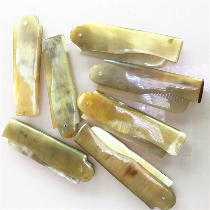 Hand Carved Comb Anti-static Ox horn Beard and Moustache Folding Design Travel