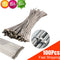 100PCS 4.6x200mm Stainless Steel Exhaust Wrap Coated  Locking Cable  Zip Ties