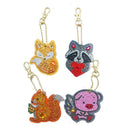 4pcs DIY Animals Full Drill Special Shaped Diamond Painting Bag Keychains