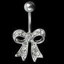 Belly Ring Navel Button Rhinestone Bowknot Bow Barbell Bar Body Art-Piercing