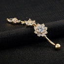 2-Pack Crystal Flower Dangle Navel Belly Button Ring Bar Body Piercing Jewe E8E5