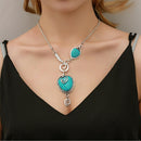 Boho Women's Turquoise Pendant Charm Heart Bib Collar Statement Necklace Jewelry